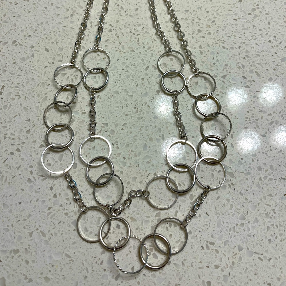 Silver Fashion 2 tier necklace